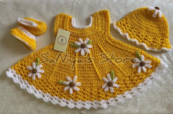 Sunny Daisy Delight Baby Crochet Dress Set | Handcrafted