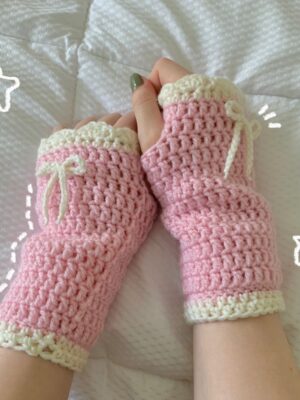 FINGERLESS GLOVES (PASTEL PINK)