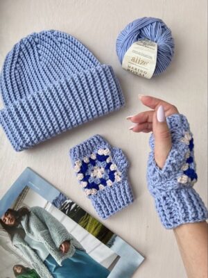 FINGERLESS GLOVES (BLUEISH THEME)