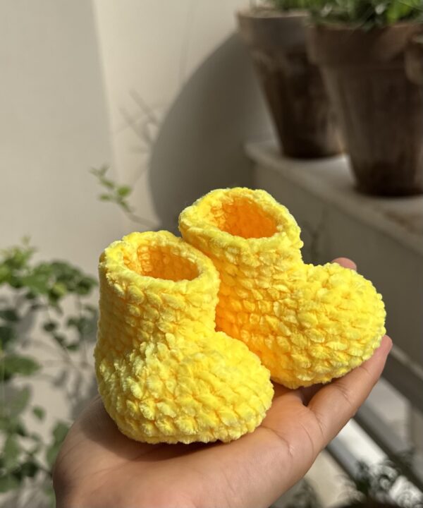 YELLOW VELVET BOOTIES