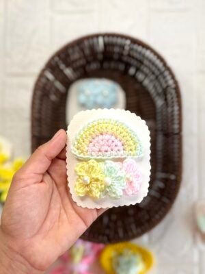 RAINBOW & FLORAL CLIPS - PAIR