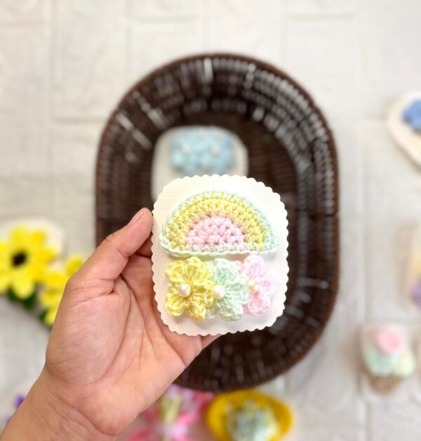 RAINBOW & FLORAL CLIPS - PAIR